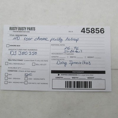 Harley Drag Specialties OEM Rear Chrome Pulley Hubcap 86-96 Softail DS