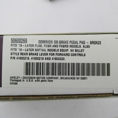Harley-Davidson OEM NOS Dominion Small Brake Pedal Pad Kit Bronze 5060