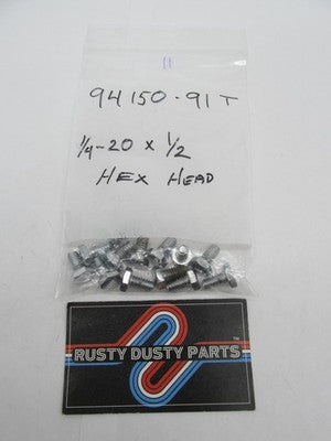 LOT of 13 NOS Chrome Hex Head Screw 1/4-20 x 1/2" for Harley Davidson