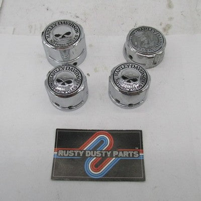 Lot of 4 Harley Davidson Genuine Willie G Axle Nut Covers Front and Re