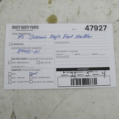 Harley Screamin Eagle Genuine Front Exhaust 3.25" Slash Cut Muffler CV