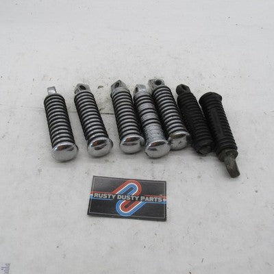 Lot of 7 Harley Davidson OEM Footpegs Vintage Chrome O-Ring Rubber