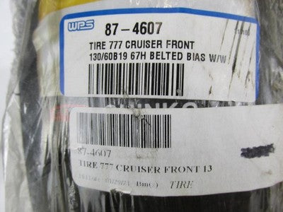 Shinko SR777F 130/60 B19 Motorcycle Front Tubeless Whitewall Tire 87-4