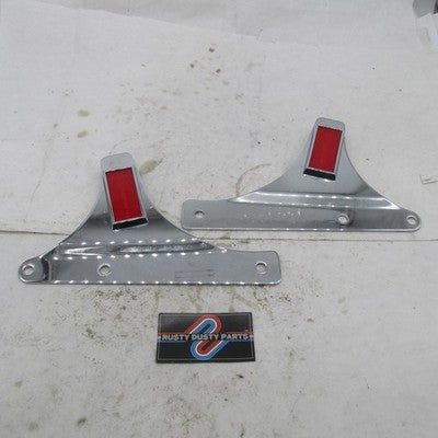 Pair Harley Chrome Rigid Sissy Bar Mounting Brackets Softail 52787-00