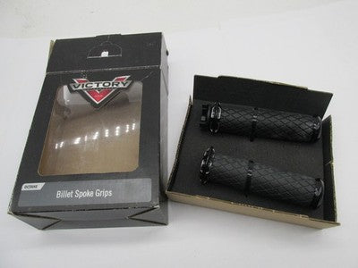 Victory Genuine NOS OEM Billet Spoke Handlebar Grips Black 2881875-468