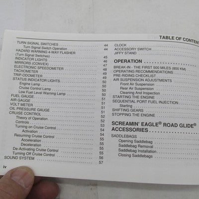 Harley Davidson 2000 FLTRSEI Screamin' Eagle ROAD GLIDE Owner's Manual