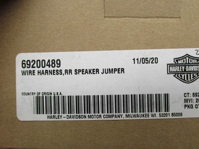 Harley-Davidson Genuine OEM NOS Rear Speaker Jumper Wire Harness 69200