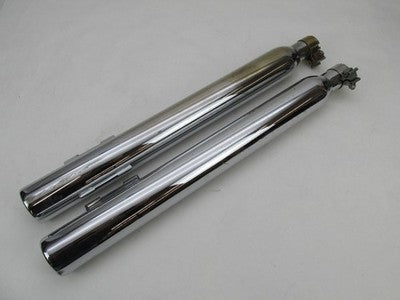Harley Davidson Pair Chrome Exhaust Aftermarket Mufflers