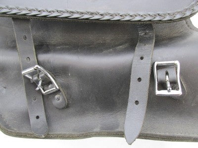 Pair of Auburn Black Leather Lockable Harley Davidson Saddlebags with