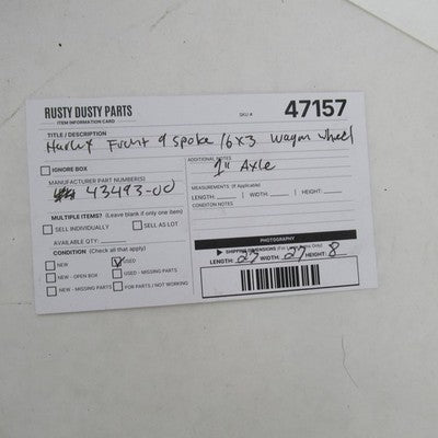 Harley Davidson OEM 00-07 Touring 9-Spoke 16x3 Front Wagon Wheel & Tir