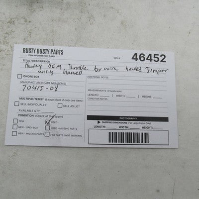 Harley Davidsn OEM Electric Throttle By Wire Heated Grip Jumper Harnes