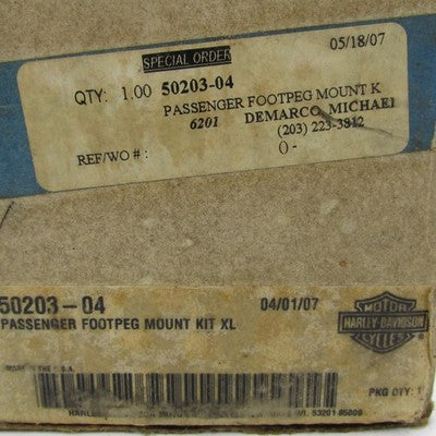 Genuine Harley-Davidson OEM NOS XL Passenger Footpeg Mount Kit 50203-0