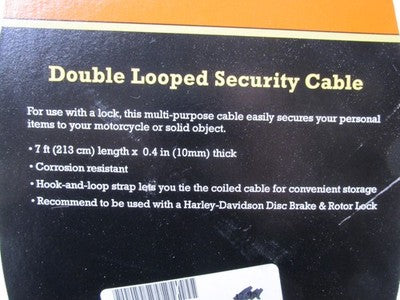 Harley-Davidson OEM NOS 7' x 0.4" (10MM) Double Looped Security Cable
