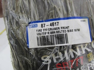 Shinko 130/70 B18 SR777 Front Tubeless Reinforced Whitewall Motorcycle