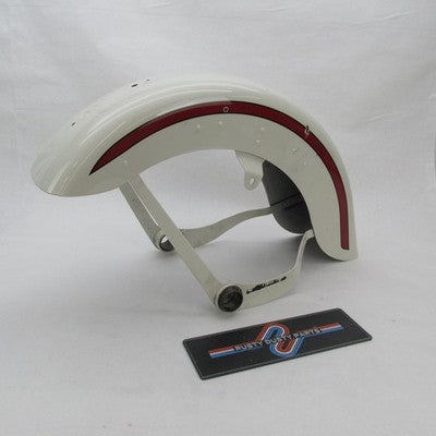 Harley OEM 97 Heritage Springer FLSTS Front Fender Birch White w/ Red