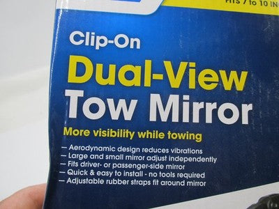 Camco Clip on Dual View Tow Mirror Fits 7"-10" Tall Mirror 25653