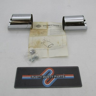 Harley Davidson OEM NOS Chrome Slash Cut Exhaust Tips 1978+ FL FLH 654