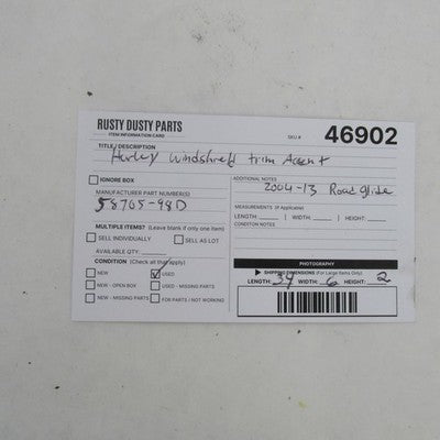 Harley Davidson OEM Windshield Trim Accent Strip Road Glide 1998-2013