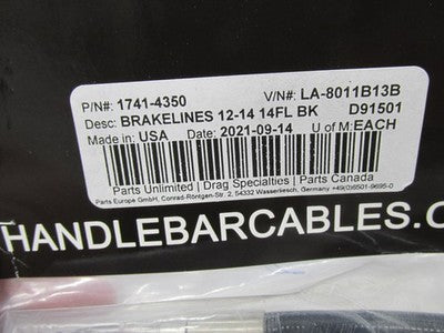 LA Choppers NOS LA-8011B13B Harley Braided Brake Line Kit, Black 1741-