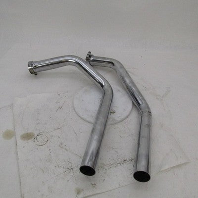 Pair of Vintage Harley Davidson Chrome Staggered Dual Exhaust Head Dra