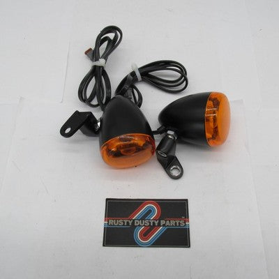 Genuine Harley-Davidson OEM Matte Black Bullet Turn Signal Light Pair