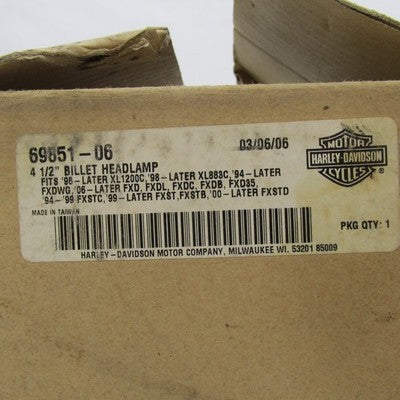 Genuine Harley-Davidson OEM NOS 4-1/2" Billet Headlamp Chrome 69851-06