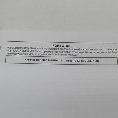 Yamaha XVS1100AM XVS1100AMC Supplementary Service Manual LIT-11616-13-