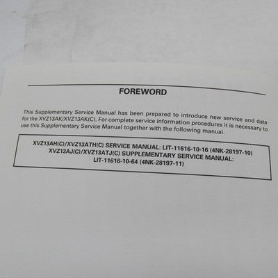 Yamaha XVZ13AK XVZ13AK(C) Supplementary Service Manual # LIT-11616-11-