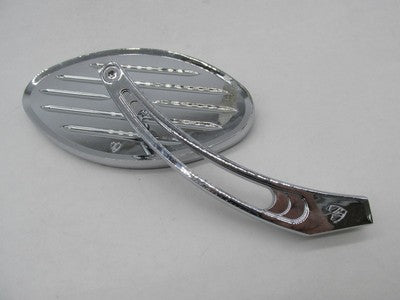 Arlen Ness Chrome Left Side Oval Grooved Side Mirror