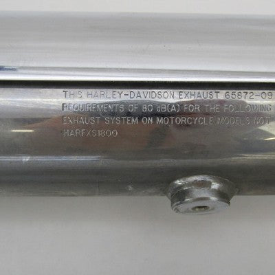 Pair of Harley OEM Softail Chrome Catalyst Mufflers w/ Shields 65872-0
