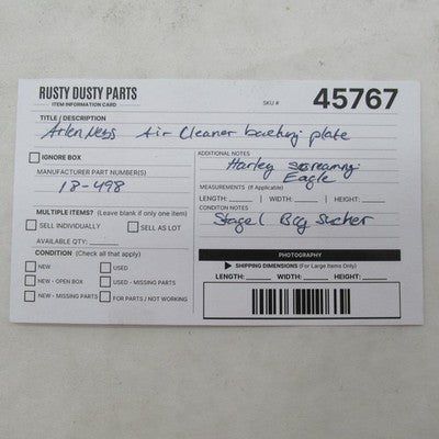 Arlen Ness Harley Screamin Eagle Big Sucker Air Cleaner Backing Plate