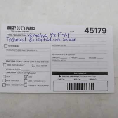 Yamaha YZF-R1 1997 Technical Orientation Guide