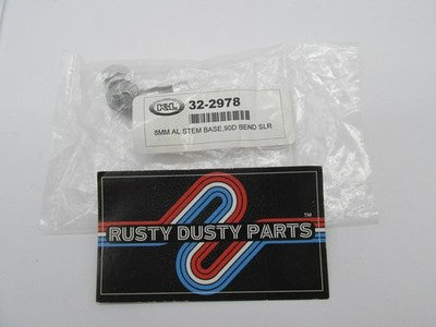 K&L Supply 32-2978 Valve Stem Base, 8mm - 90D Bend - Silver Aluminum