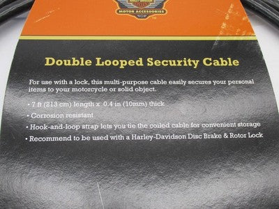 Harley Davidson OEM NOS 7' x 0.4" (10MM) Double Looped Security Cable