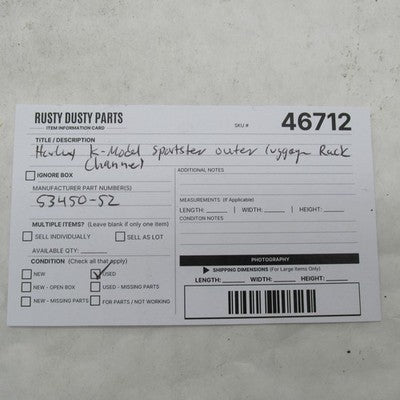 Harley-Davidson OEM K-Model Early Sportster Outer Luggage Rack Channel