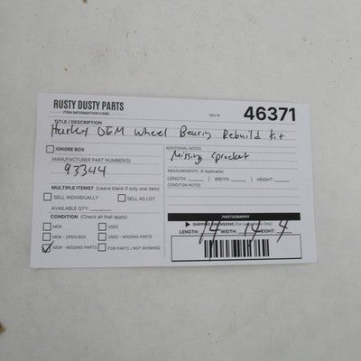 Harley OEM NOS Wheel Bearing Rebuild Kit Missing Sprocket FLT 93344 41
