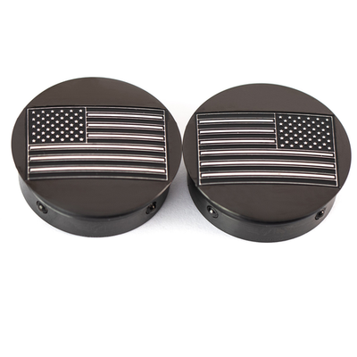 FIGURATI DESIGNS Swing Arm Covers Black Contrast Cut American Flag - C