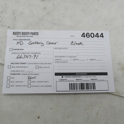 Harley Davidson OEM Black Battery Cover 91-97 Sportster 66347-91