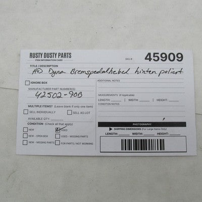Harley Davidson OEM Dyna Polished Aluminum Rear Brake Pedal Lever 4250
