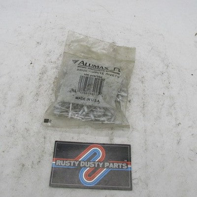 Lot of 100 Alumax NOS 1/8"  White Aluminum Rivets 84025