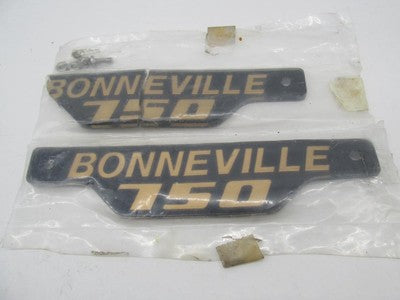 Pair of Triumph Bonneville 750 Black & Gold Side Panel Badges (One is Broken)