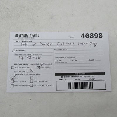 Pair of Harley NOB OEM 1.75" Hex-Flange Head Footpeg Wear Pins Bolts 3