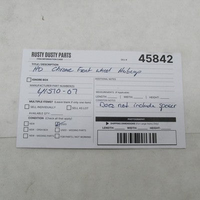Harley Davidson OEM Chrome Front Wheel Hubcap 07-17 FLSTC FLSTN 41510-