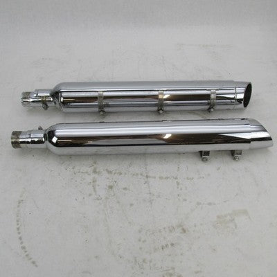 Pair of Harley Davidson Genuine Stock Chrome Exhaust Mufflers Pipes 65