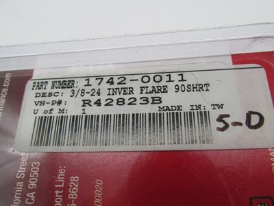 Russell 3/8-24 Inverted Flare 90 Degreee Short Brake Line Fitting R428