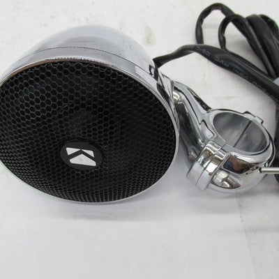 Pair of Kicker Chrome Handlebar Mounted Enclosed Speakers Weather Proo