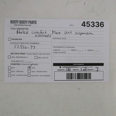 Harley Davidson OEM Hi-Lo Comfort Flex Seat Suspension Kit 52510-77