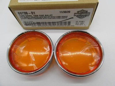 Harley Davidson Genuine NOS Bullet Turn Signal Trim Rings 69739-01