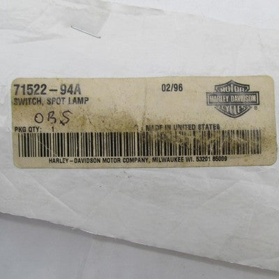 Harley-Davidson Genuine NOS 94-95 FLHR/FLT Spot Lamp Switch 71522-94A