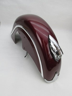 Indian Genuine OEM Front Fender Maroon Chrome Headlamp & Tips Accent 1